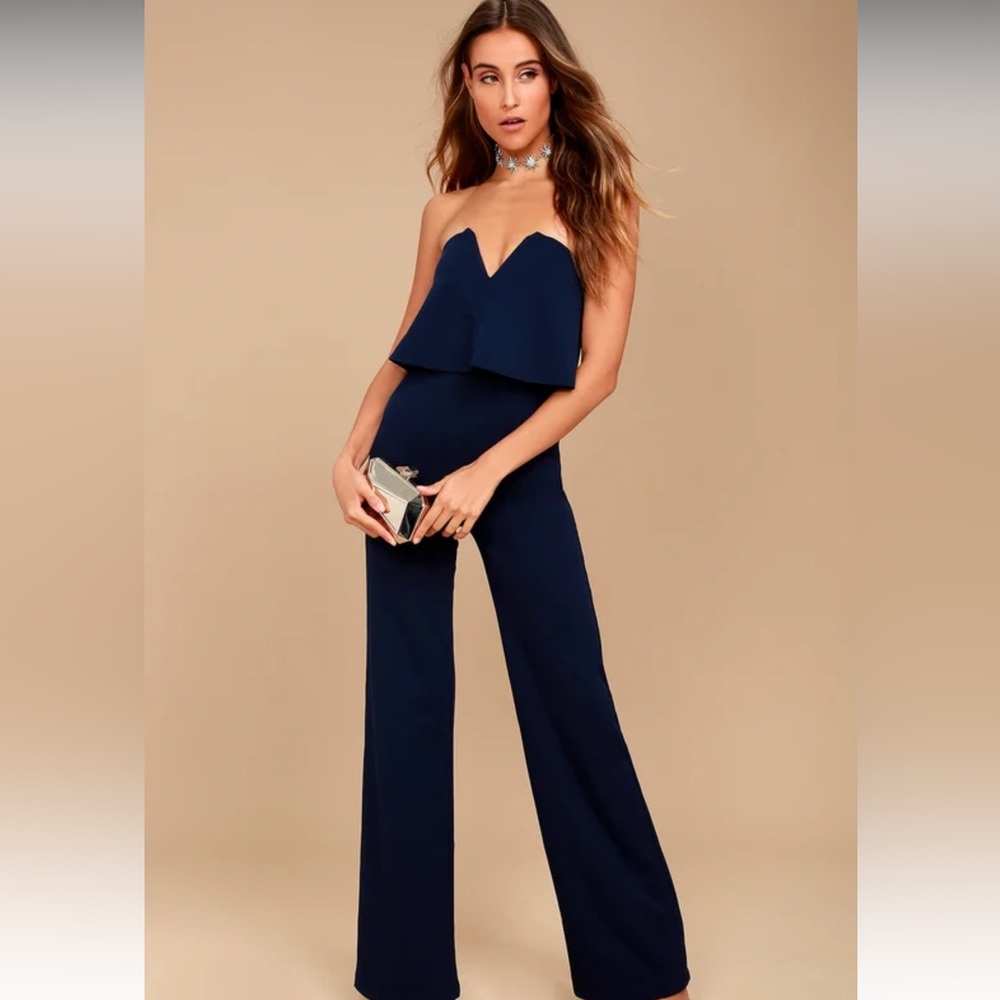 Power of Love Navy Blue Strapless Jumpsuit